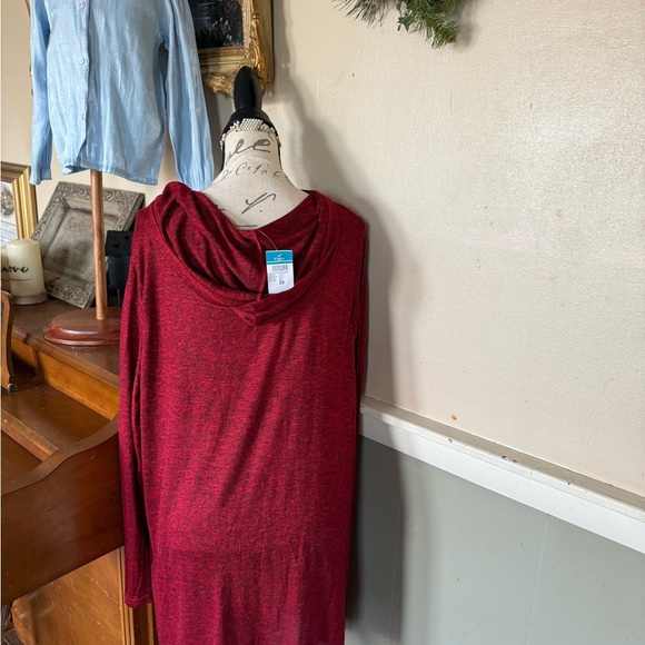 Red and Black heathered V-neck hooded lightweight pullover NWT - Picture 7 of 7